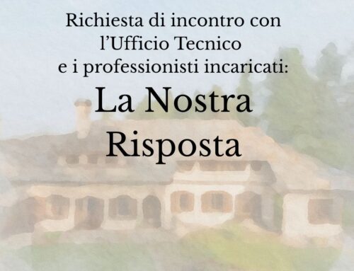 Risposta protocollata alla richiesta di incontro con l’Ufficio Tecnico e i professionisti incaricati